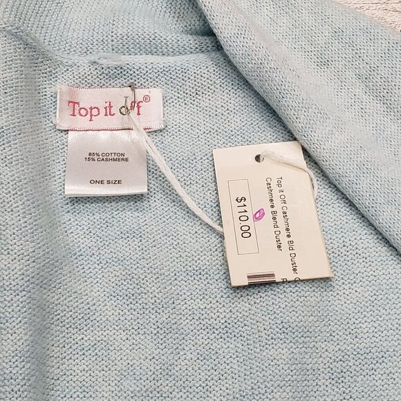 Top it Off Cashmere Blend Long Vest Blue Womens OS Coastal Grandma Beachy NEW - Picture 7 of 9